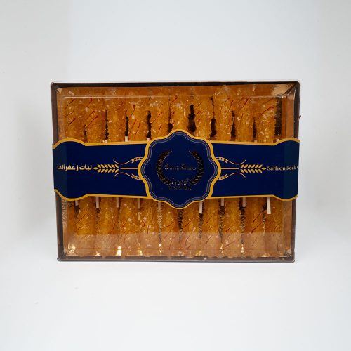 Saffron lollipops 3-ply 20 pieces in Shirin Banu crystal container